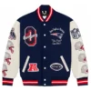 OVO New England Patriots Varsity Jacket in professional navy wool and luxury white leather sleeves.