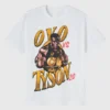OVO Tyson Round 2 T Shirt in white lightweight fabric with a round neck collar, half sleeves and a bold OVO x Tyson Round 2 graphic throughout.