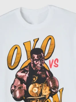 OVO Tyson Round 2 T Shirt in crisp white lightweight fabric with a bold Round 2 graphic and OVO's clean round neck half sleeve everyday build.