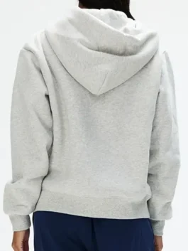 Parke Og Varsity Zip Up Grey Hoodie Back View revealing a clean back panel with subtle varsity detailing and premium finish.