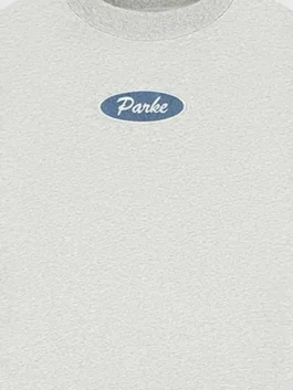Parke Signature Patch Mockneck Sweatshirt in clean grey fleece with a refined mockneck silhouette for everyday wear.