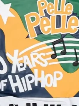 Pelle Pelle 50 Years of Hip Hop Multicolor Jacket bomber edition in vivid multicolor real leather with rib knitted cuffs and a bold hip hop tribute zip-up build.