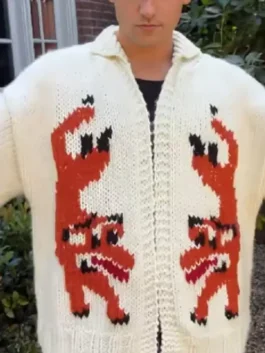 Project Hail Mary Ryan Gosling Rocky Grace Cardigan front view highlighting professional knit finish and luxury collar.