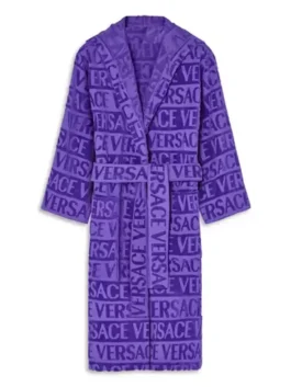 Versace Purple Robe in professional finish with luxury side pockets and open hem cuffs.