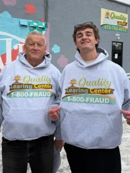 Quality Learning Center Hoodie highlighting professional grey finish and luxury full length sleeves.