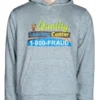 Quality Learning Center Hoodie front view in professional grey fleece with luxury hooded collar design.