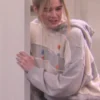 Saturday Night Live S51 Jane Wickline Striped Hoodie in soft light blue and white fleece with a hooded collar and a cozy relaxed pullover everyday fit.