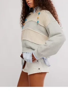 Saturday Night Live S51 Jane Wickline Striped Hoodie in fresh light blue and white striped fleece with a relaxed hooded pullover everyday silhouette.
