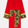 Snoop Dogg Versace Robe highlighting professional fabric grain and luxury gold embroidery.