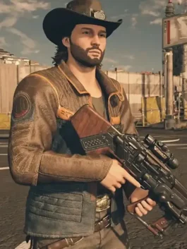 Starfield Sam Coe Jacket in professional distressed brown leather with a luxury shirt style collar.