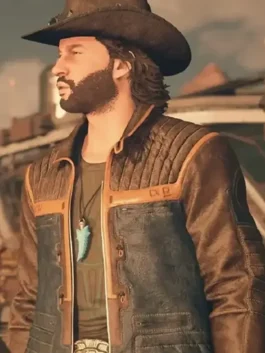 Starfield Sam Coe Jacket featuring professional leather panels and a luxury front zipper closure.