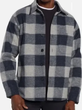 Stephen Babies S01 Checked Jacket in professional black and white wool with luxury shirt style collar.