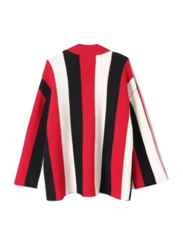 The Neighborhood S03 Tichina Arnold Red Striped Cardigan Back View