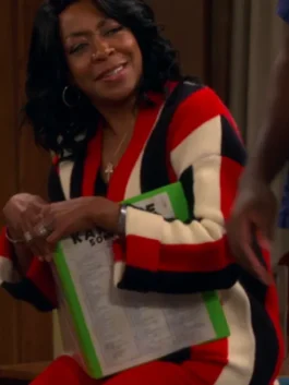 The Neighborhood Tichina Arnold Red Striped Cardigan