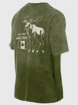 Toronto Blue Jays 2026 Armed Forces Day T Shirt back view in clean olive green lightweight fabric with a relaxed half sleeve pullover silhouette throughout.