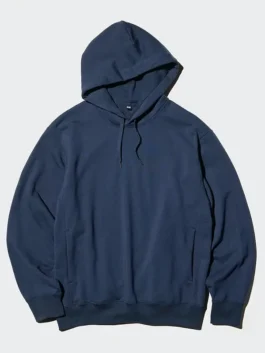 Uniqlo Sweat Pullover Hoodie front view in professional fleece with luxury hooded collar design.