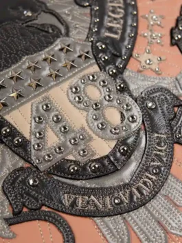 Pelle Pelle 48th Anniversary Jacket unisex edition in bold pink real leather with a relaxed silhouette and Pelle Pelle's celebrated 48th anniversary design.