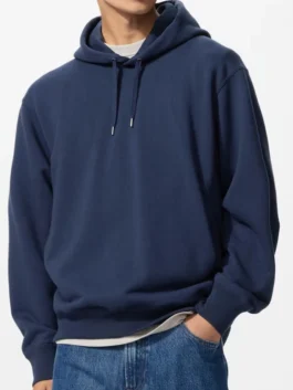 Uniqlo Sweat Pullover Hoodie highlighting professional fabric grain and luxury pullover closure.