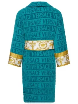 Versace Green Robe back view highlighting professional green finish and luxury full length sleeves.