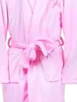 Versace Jeffree Star Pink Robe in professional flamingo pink terry with luxury lapel style collar design.