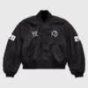 WWE XO Bomber Jacket in sleek black polyester with a rib knitted collar and the bold crossover energy of WWE and XO in one sharp bomber.