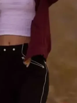 Euphoria S03 Zendaya Red Jacket as worn by Zendaya in vivid red cotton with button cuffs and a sharp confident street-ready silhouette.