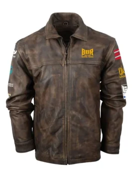 BBR World Finals 2026 Brown Leather Jacket front view