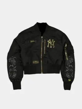 ALPHA X NEW ERA L-2B CROPPED BOMBER JACKET FRONT VIEW