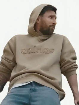 Lionel Messi Adidas Backyard Legends World Cup Hoodie front view with printed football graphic