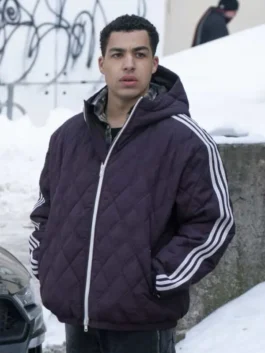 Boston Blue Marcus Scribner Purple Quilted Jacket side view with quilted panels