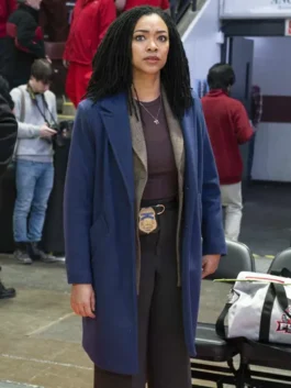 Boston Blue Lena Silver Blue Wool Coat front view with long tailored design