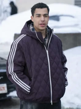 Boston Blue Marcus Scribner Purple Quilted Jacket front view with padded design