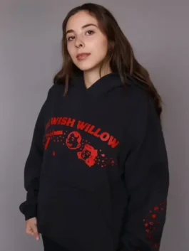 Cinegogue x Obsession One Wish Willow Hoodie front view showing hood, front design, and sleeve shape