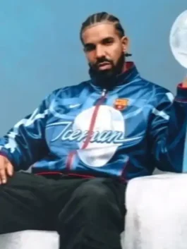 Drake Iceman FC Barcelona Bomber Jacket Front View