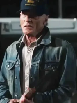 Dutton Ranch 2026 Ed Harris Denim Jacket closure view showing front buttons, stitching, and denim finish