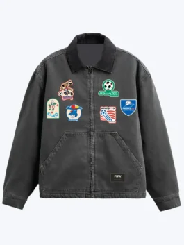 FIFA World Cup 2026 Black Jacket front view with sporty black design and clean zipper style