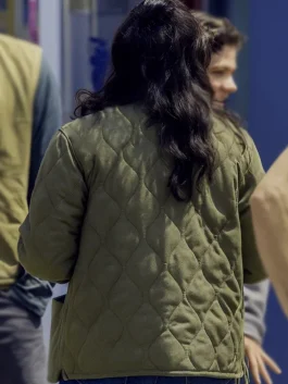 Morena Baccarin Greenland 2 Migration Green Jacket back view with smooth green finish