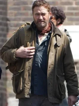Greenland 2 Migration Gerard Butler Cotton Jacket front view with rugged casual design