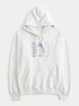 Hollister Oversized Surfboard Graphic Fleece Hoodie For Men And Women