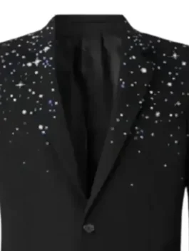 John Legend Crystal Embellished Blazer close-up view showing crystal work, stitching, and fabric finish