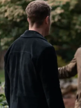 Tracker S03 Justin Hartley Black Suede Jacket back view with neat stitching