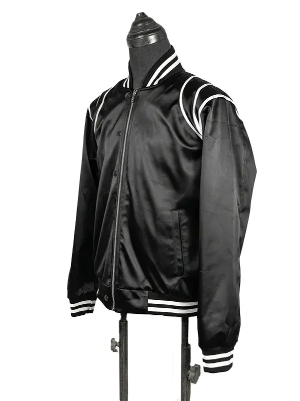 Keith Powers The Gates 2026 Black Bomber Jacket Front Side View