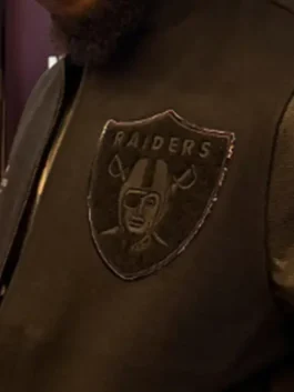 Las Vegas Raiders Triple Black Varsity Jacket Close View