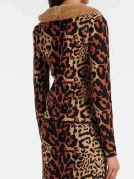 Michelle Pfeiffer Leopard Print Cardigan Back View