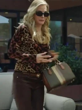 Michelle Pfeiffer Leopard Print Cardigan Front View