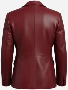 Moses G Maroon Leather Blazer Back View