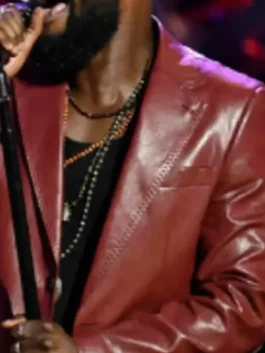 Moses G Maroon Leather Blazer Close-Up View