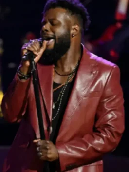 Moses G Maroon Leather Blazer Front View