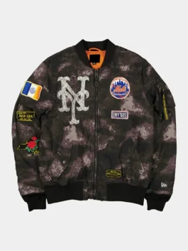 NY METS X ALPHA X NEW ERA MA-1 BOMBER JACKET FRONT VIEW