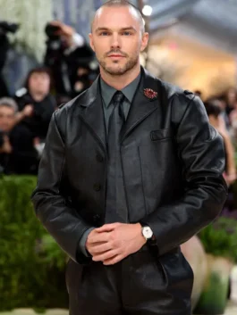 Nicholas Hoult Met Gala 2026 Leather Jacket front view with sleek event style
